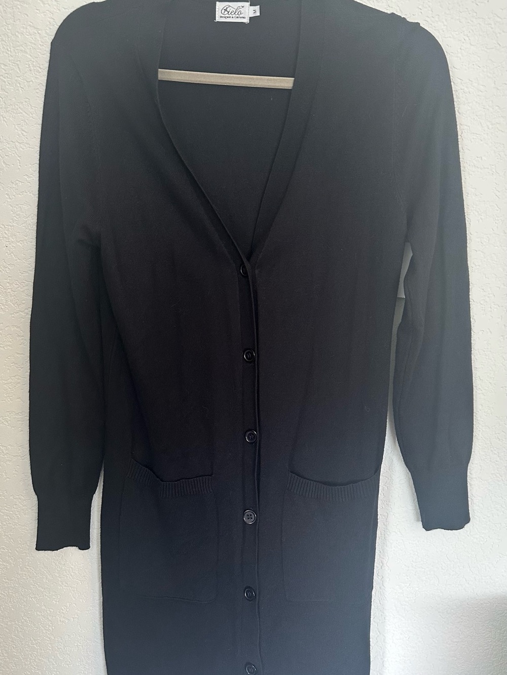 Cielo Black Long Button-Front Cardigan